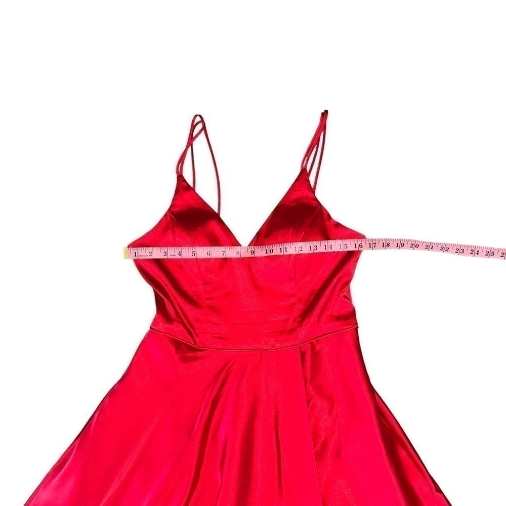 Sequin Hearts Red Front Split Side Pockets Sz 9 D… - image 9